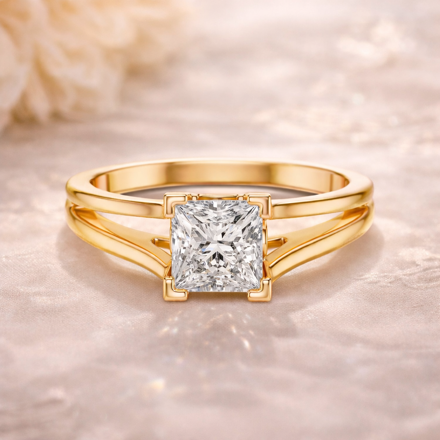 1.04 CT Princess Cut Lab Grown Diamond Solitaire Engagement Ring – IGI Certified Liana Jewels