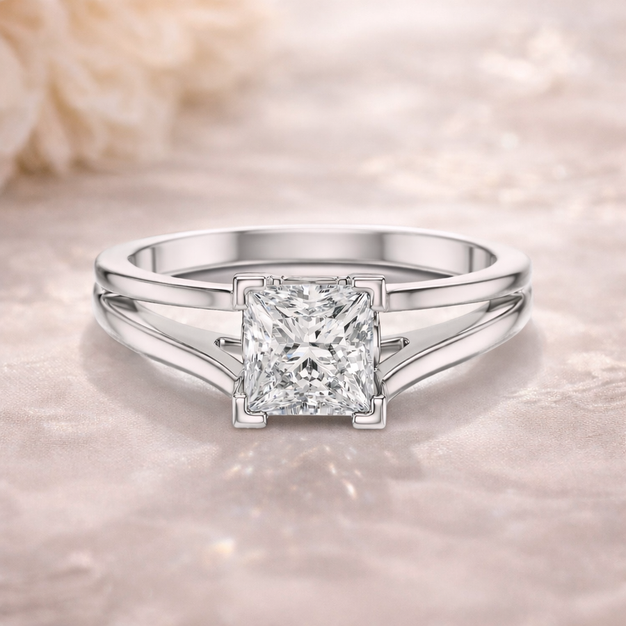 1.04 CT Princess Cut Lab Grown Diamond Solitaire Engagement Ring – IGI Certified Liana Jewels