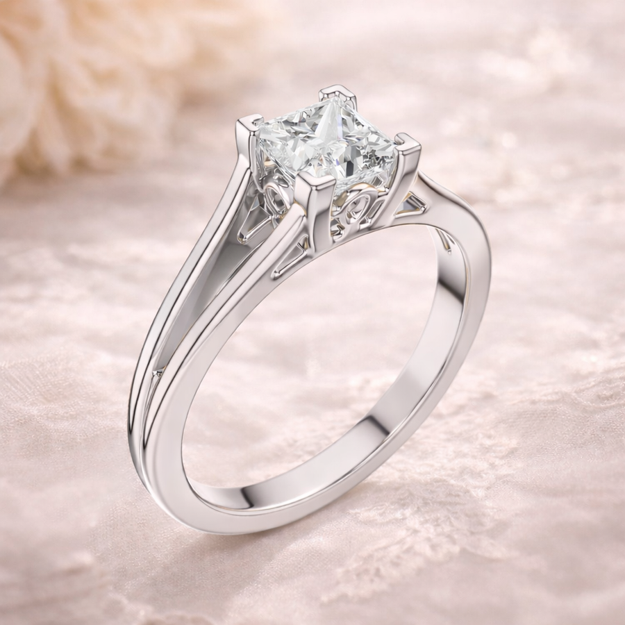 1.04 CT Princess Cut Lab Grown Diamond Solitaire Engagement Ring – IGI Certified Liana Jewels