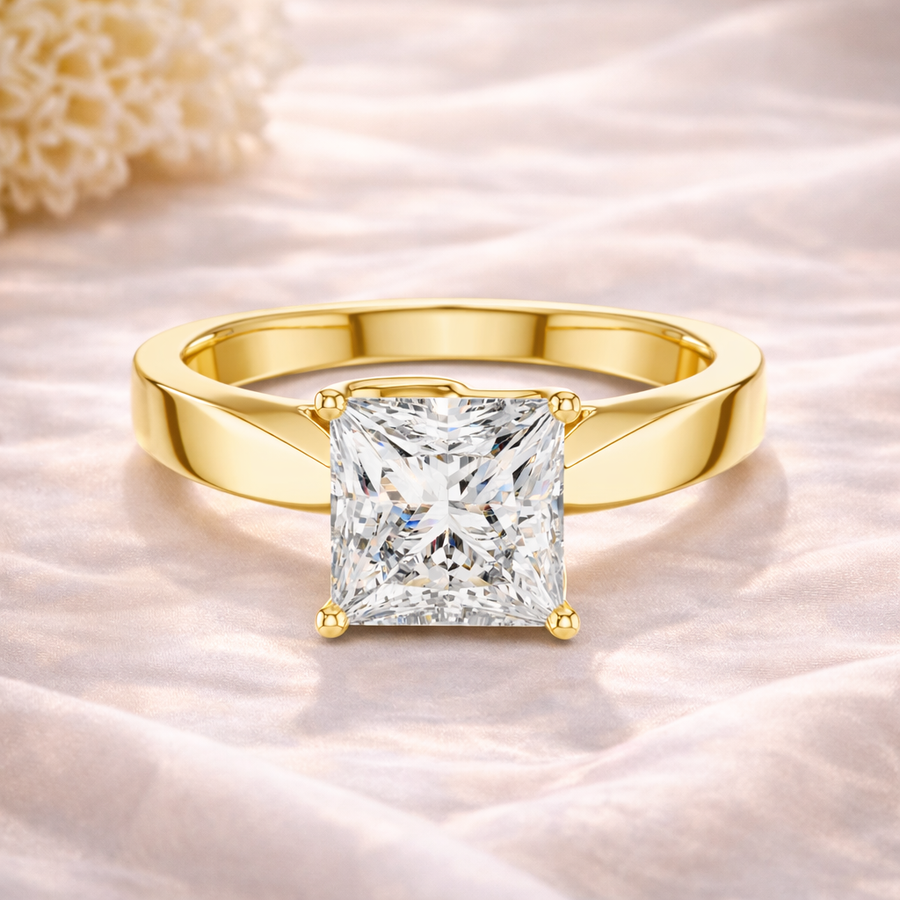 1.50 CT Princess Cut Lab Grown Diamond Solitaire Engagement Ring in Solid Gold 14K/18K – IGI Certified Liana Jewels