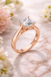 1.50 CT Princess Cut Lab Grown Diamond Solitaire Engagement Ring in Solid Gold 14K/18K – IGI Certified Liana Jewels