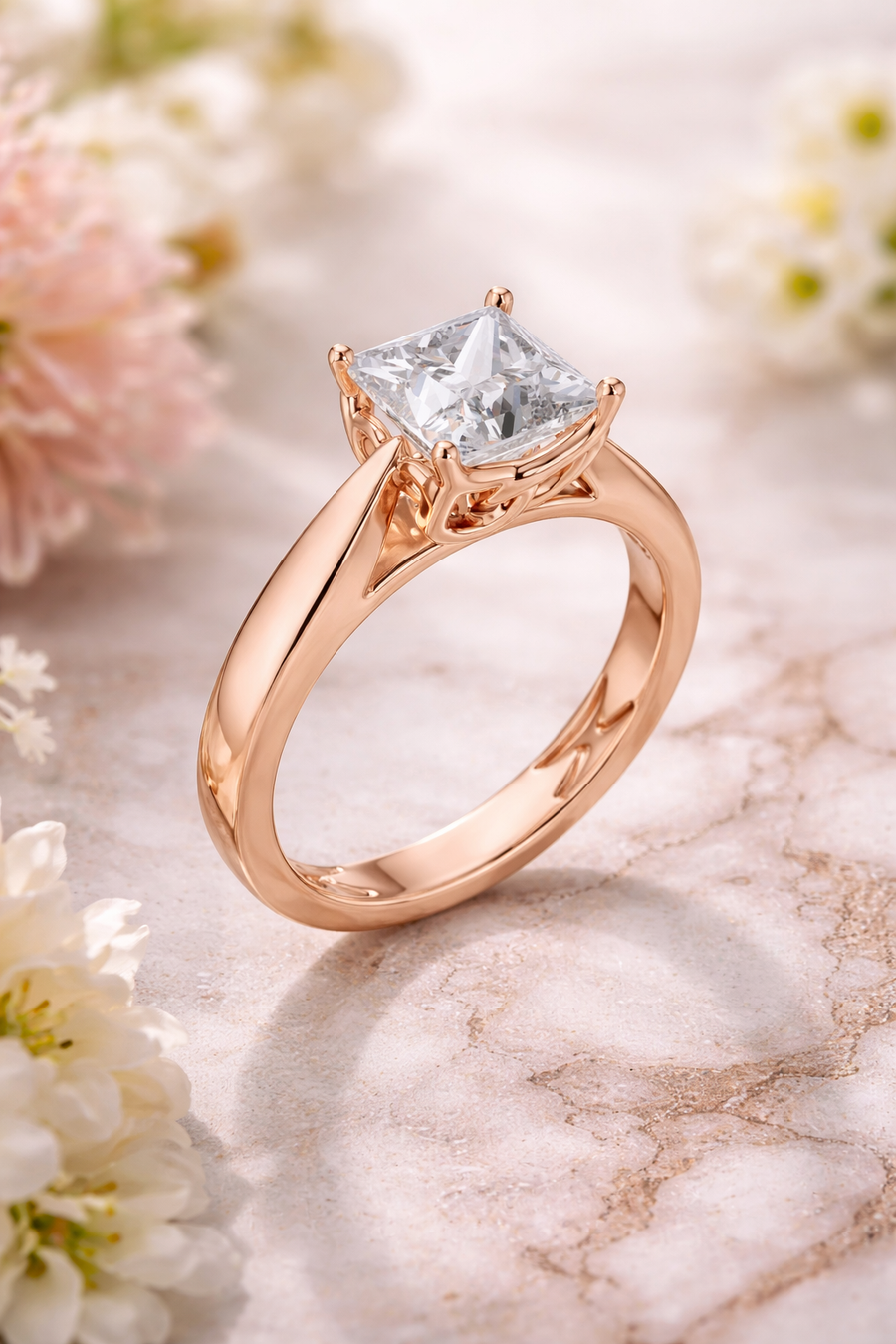 1.50 CT Princess Cut Lab Grown Diamond Solitaire Engagement Ring in Solid Gold 14K/18K – IGI Certified Liana Jewels