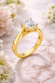 1.50 CT Princess Cut Lab Grown Diamond Solitaire Engagement Ring in Solid Gold 14K/18K – IGI Certified Liana Jewels