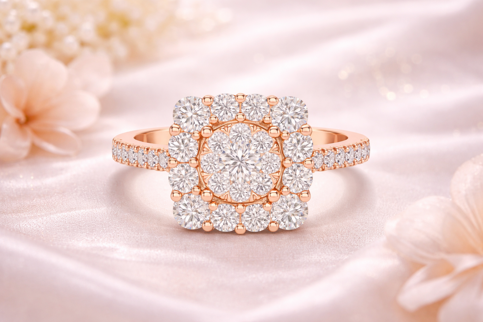 0.89 CT Round Lab Grown Diamond Halo Engagement Ring | IGI Certified | Multi-Stone Design Liana Jewels