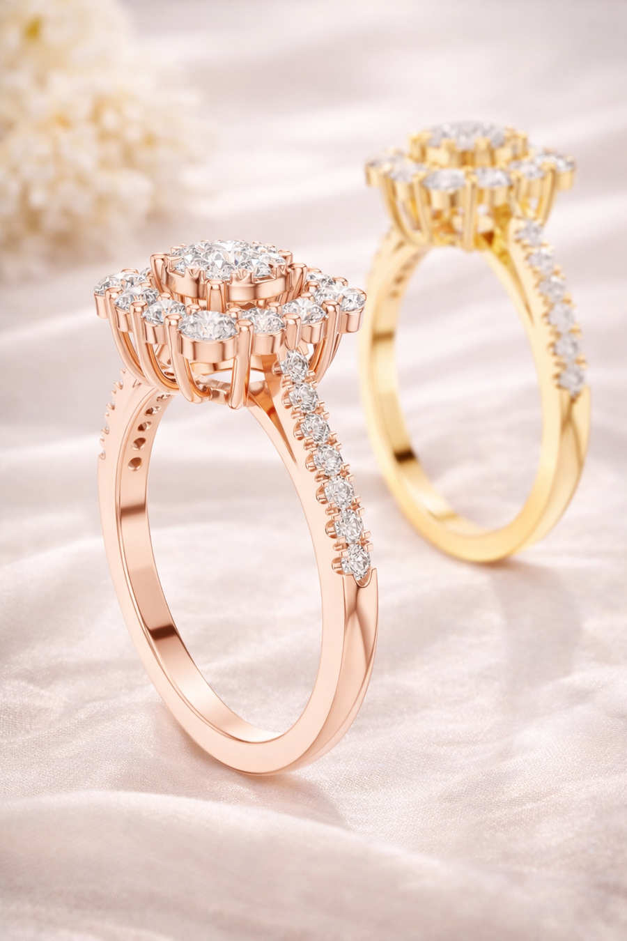 0.89 CT Round Lab Grown Diamond Halo Engagement Ring | IGI Certified | Multi-Stone Design Liana Jewels