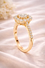 0.89 CT Round Lab Grown Diamond Halo Engagement Ring | IGI Certified | Multi-Stone Design Liana Jewels