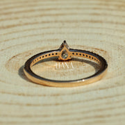 IGI Certified Pear Cut Lab Grown Diamond Engagement & Anniversary Ring in Solid Rose Gold Pavé Band Solitaire  Handmade Luxury Proposal Ring