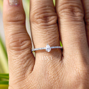IGI Certified Pear Cut Lab Grown Diamond Engagement & Anniversary Ring in Solid Rose Gold Pavé Band Solitaire  Handmade Luxury Proposal Ring