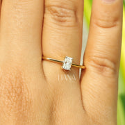 Radiant Cut Lab Grown Diamond Solitaire Ring Ethical Gold Engagement Ring for Women Modern Minimalist Wedding Anniversary Jewelry
