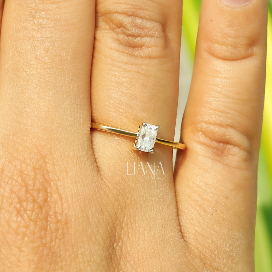 Radiant Cut Lab Grown Diamond Solitaire Ring Ethical Gold Engagement Ring for Women Modern Minimalist Wedding Anniversary Jewelry
