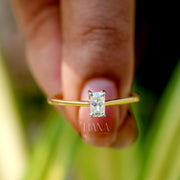 Radiant Cut Lab Grown Diamond Solitaire Ring Ethical Gold Engagement Ring for Women Modern Minimalist Wedding Anniversary Jewelry