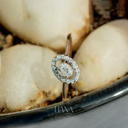 Oval Lab Grown Diamond Halo Ring – 14K Rose Gold Minimalist Daily Wear Fine Jewelry Anniversary Gifts Proposal Ring