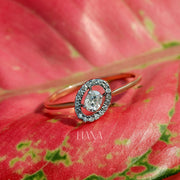 Oval Lab Grown Diamond Halo Ring – 14K Rose Gold Minimalist Daily Wear Fine Jewelry Anniversary Gifts Proposal Ring