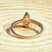 Marquise Cut Lab Grown Diamond Engagement Ring with Pavé Band in 14K Gold Elegant Bridal Promise Ring