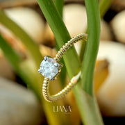 Round Lab Grown Diamond Solitaire Engagement Ring in Solid Gold  Minimalist Rope Band Bridal Ring Ethical Fine Jewelry