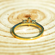 Oval Cut Lab Grown Diamond Engagement Ring  Classic Round Side Stones  Solid Gold Handmade Ring