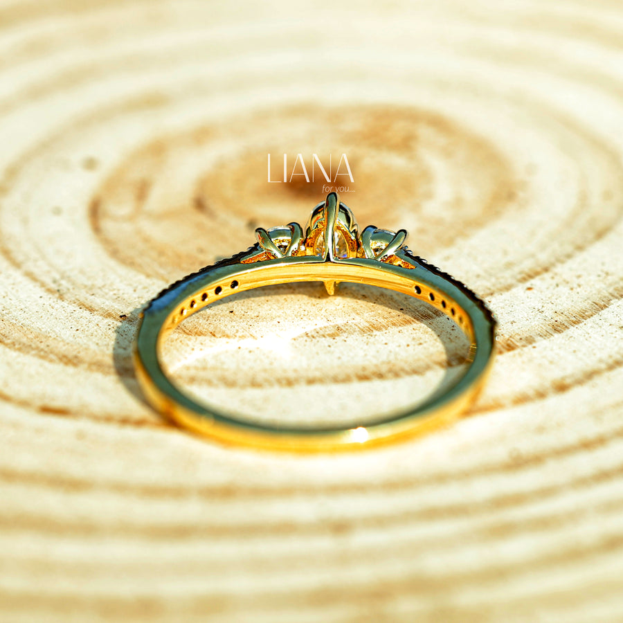 Oval Cut Lab Grown Diamond Engagement Ring  Classic Round Side Stones  Solid Gold Handmade Ring