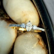 Oval Cut Lab Grown Diamond Engagement Ring  Classic Round Side Stones  Solid Gold Handmade Ring