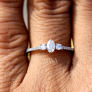 Oval Cut Lab Grown Diamond Engagement Ring  Classic Round Side Stones  Solid Gold Handmade Ring