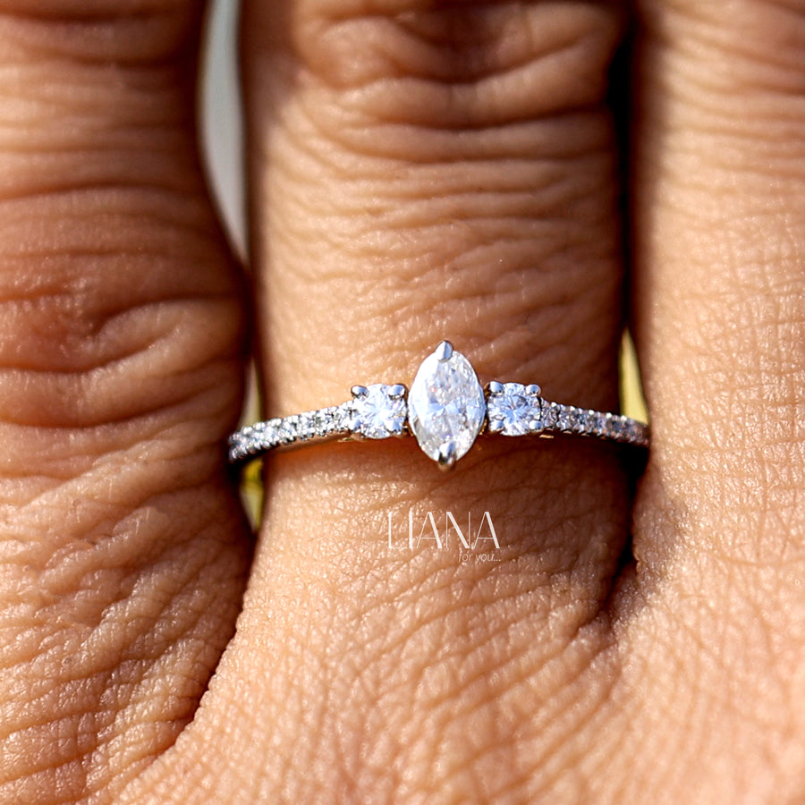 Oval Cut Lab Grown Diamond Engagement Ring  Classic Round Side Stones  Solid Gold Handmade Ring