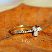 Oval Lab Grown Diamond Ring, Minimal Diamond Gift Ring, Pavé Band Gold Ring, Everyday Wear Diamond Ring, Anniversary Birthday Gift for Her