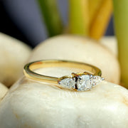 Cushion Diamond Engagement Ring Trilogy Diamond Ring for Her Side Pear Diamond Ring Real Lab Grown Diamond Ring Hammer Finish