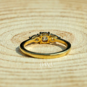 Cushion Diamond Engagement Ring Trilogy Diamond Ring for Her Side Pear Diamond Ring Real Lab Grown Diamond Ring Hammer Finish