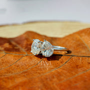 Toi et Moi Lab Grown Diamond Engagement Ring  3.75 CTW Oval & Pear Cut Two Stone Ring  Solid Gold Handmade