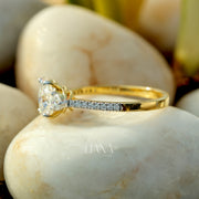 Oval Diamond Engagement Ring Lab Grown Diamond Oval Trilogy Ring Side Round  pavé band Diamond Ring Proposal Ring Anniversary Ring