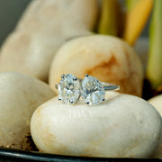 Toi et Moi Lab Grown Diamond Engagement Ring  3.75 CTW Oval & Pear Cut Two Stone Ring  Solid Gold Handmade
