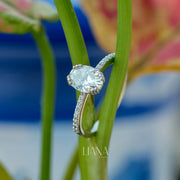 Oval Diamond Engagement Ring Pave Band Lab Grown Diamond Ring Diamond Solitaire Ring for Women Simple Promise Ring Side Stone Wedding Ring