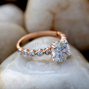 2.25 CTW Lab Grown Diamond Engagement Ring Classic Round Cut Side Stone Ring in Solid Gold Wedding Anniversary Promise Ring IGI Certified