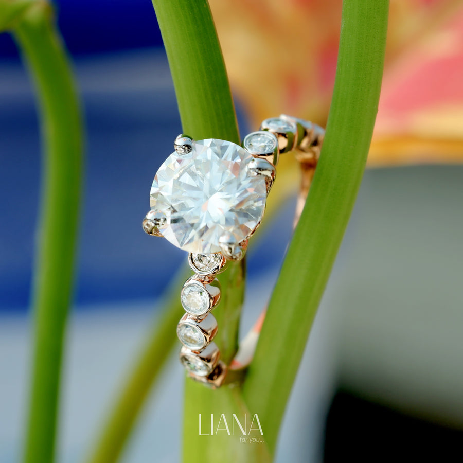 2.25 CTW Lab Grown Diamond Engagement Ring Classic Round Cut Side Stone Ring in Solid Gold Wedding Anniversary Promise Ring IGI Certified