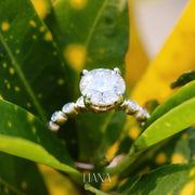 2.25 CTW Lab Grown Diamond Engagement Ring Classic Round Cut Side Stone Ring in Solid Gold Wedding Anniversary Promise Ring IGI Certified