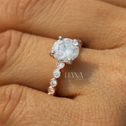 2.25 CTW Lab Grown Diamond Engagement Ring Classic Round Cut Side Stone Ring in Solid Gold Wedding Anniversary Promise Ring IGI Certified