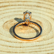 Antique Style Marquise Lab Grown Diamond Ring, Hidden Halo Engagement Ring, Pavé Diamond Wedding Ring, Anniversary Gift Ring for Women
