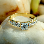 Round Brilliant Lab Grown Diamond Engagement Ring with a Graduated Diamond Band 1.14 CTW Wedding Ring Anniversary Ring Proposal Ring