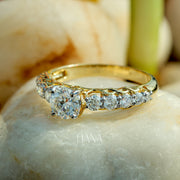 Round Brilliant Lab Grown Diamond Engagement Ring with a Graduated Diamond Band 1.14 CTW Wedding Ring Anniversary Ring Proposal Ring