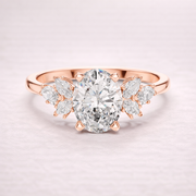 Oval Cut Lab Grown Diamond Ring 1.30 CT with Marquise Accents | Solid Gold Engagement Ring Liana Jewels