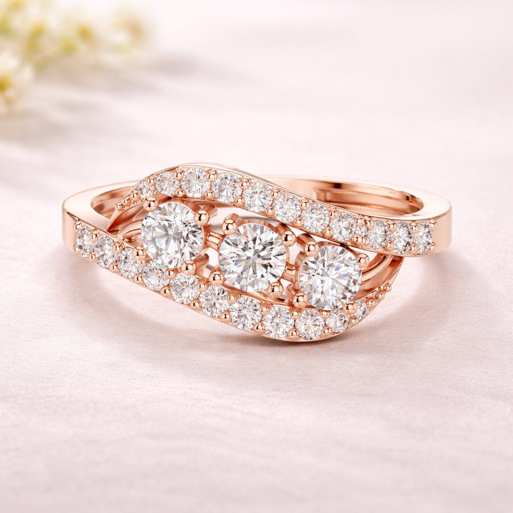 Round Lab Grown Diamond Crossover Ring – 0.52 CT Liana Jewels