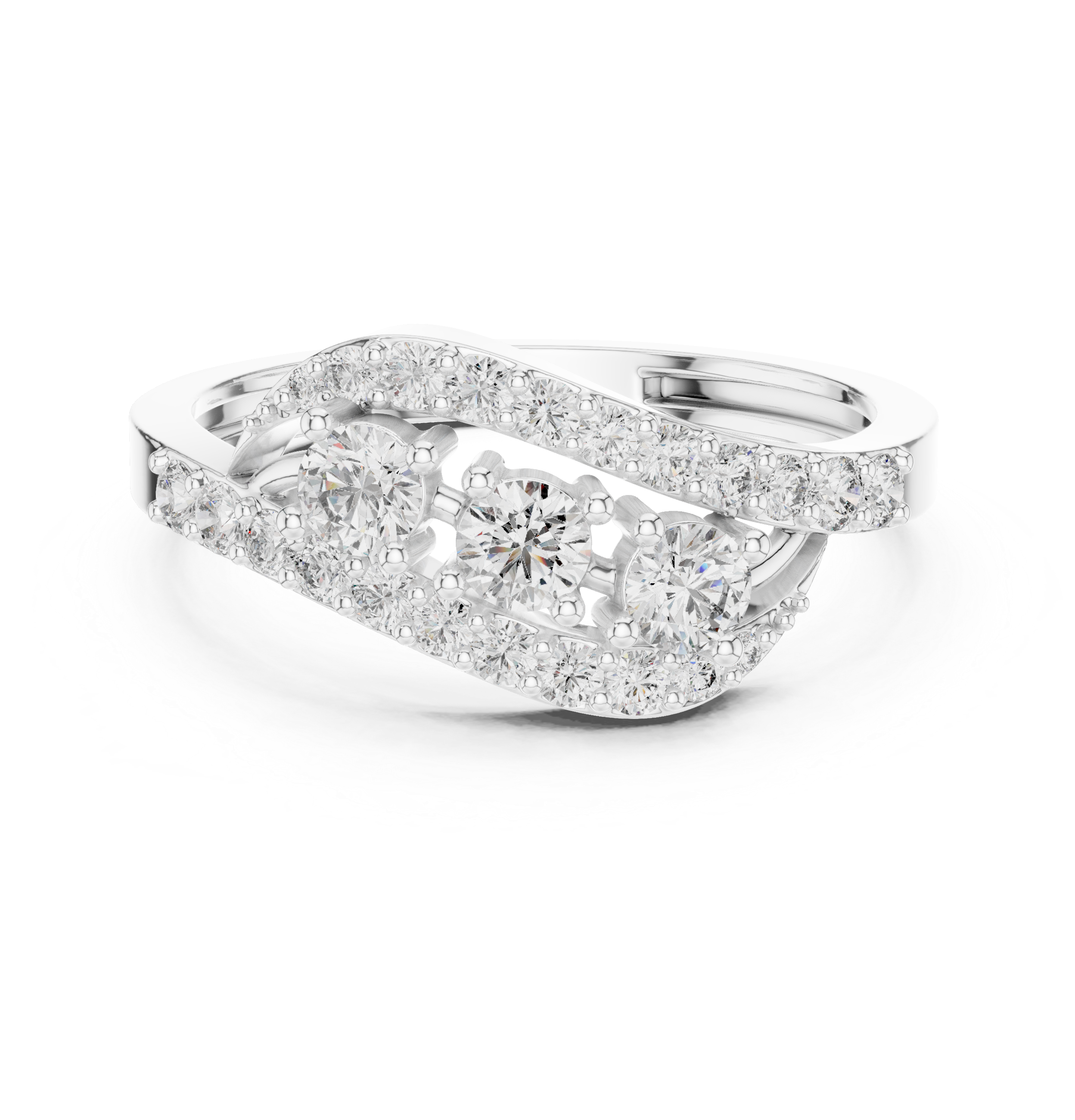 Round Lab Grown Diamond Crossover Ring – 0.52 CT Liana Jewels
