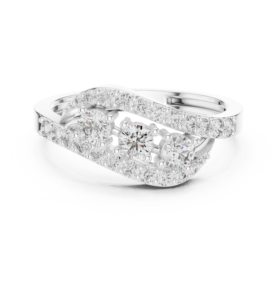 Round Lab Grown Diamond Crossover Ring – 0.52 CT Liana Jewels
