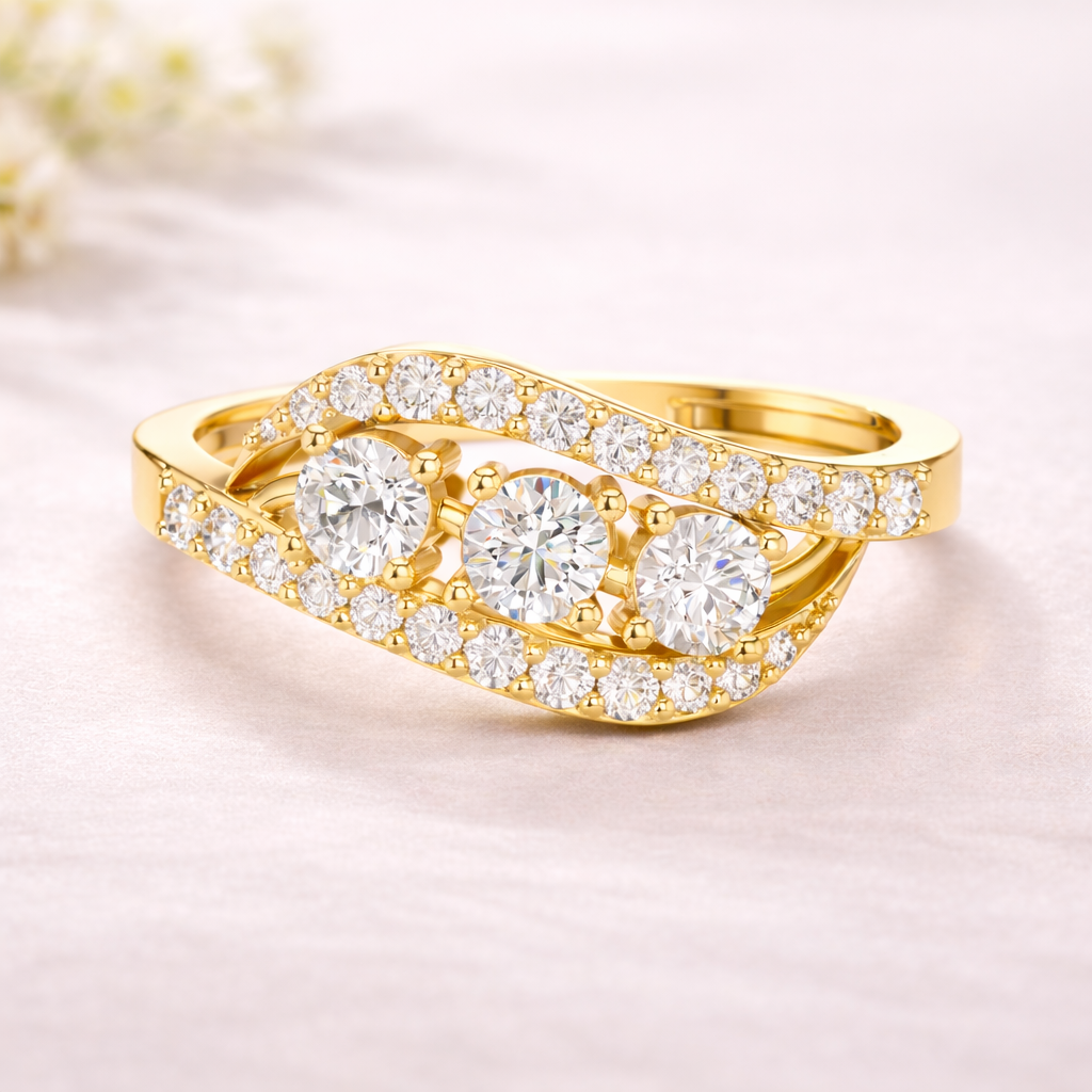 Round Lab Grown Diamond Crossover Ring – 0.52 CT Liana Jewels