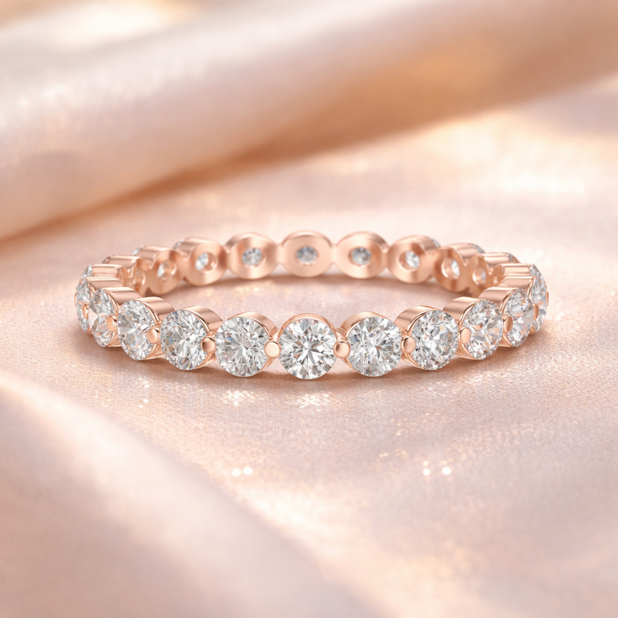 Round Lab Grown Diamond Eternity Band Ring 1.28CT | Wedding Ring Gift Liana Jewels