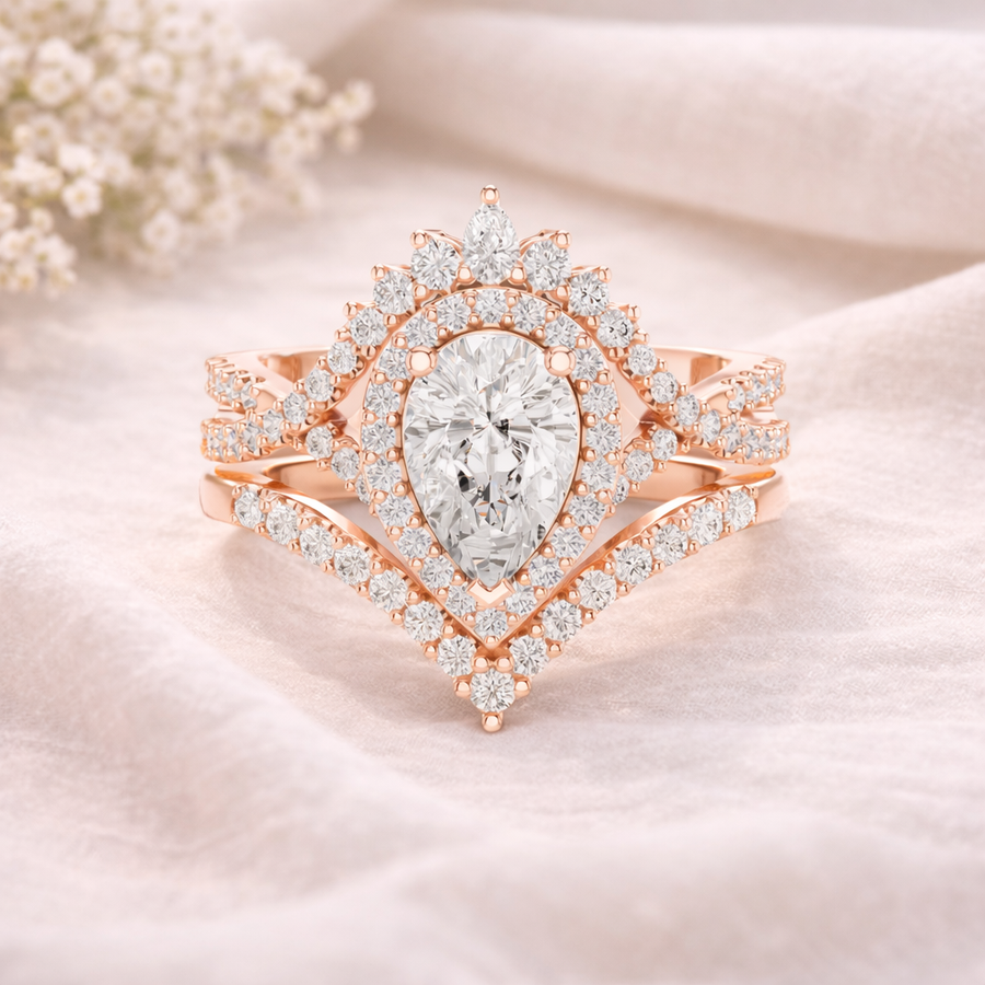 Women's Wedding Gift Pear Cut Lab Grown Diamond Halo Ring – 2.12 CT |  IGI Certified Liana Jewels