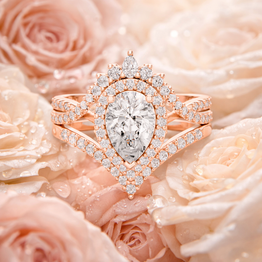 Women's Wedding Gift Pear Cut Lab Grown Diamond Halo Ring – 2.12 CT |  IGI Certified Liana Jewels