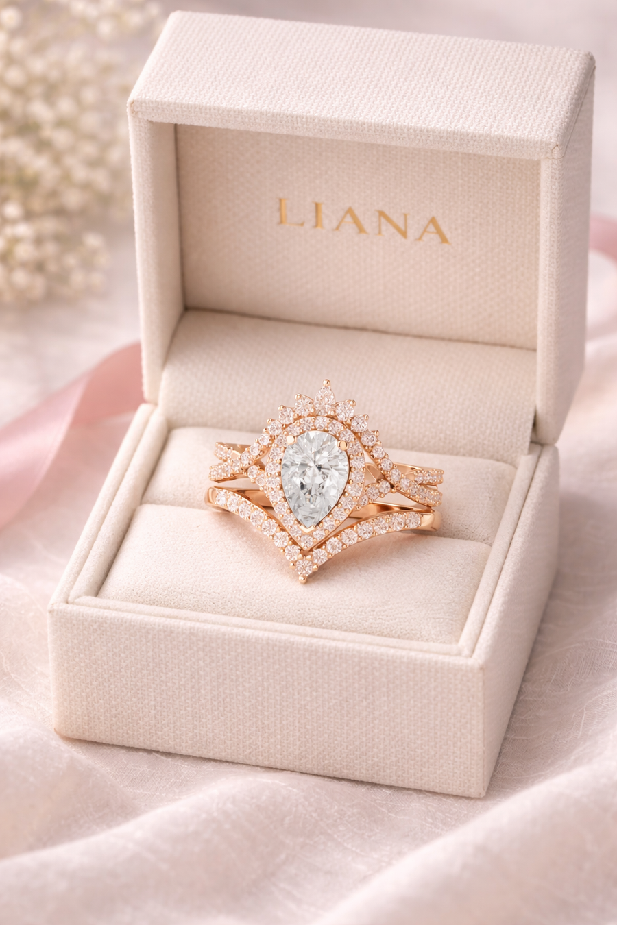 Women's Wedding Gift Pear Cut Lab Grown Diamond Halo Ring – 2.12 CT |  IGI Certified Liana Jewels