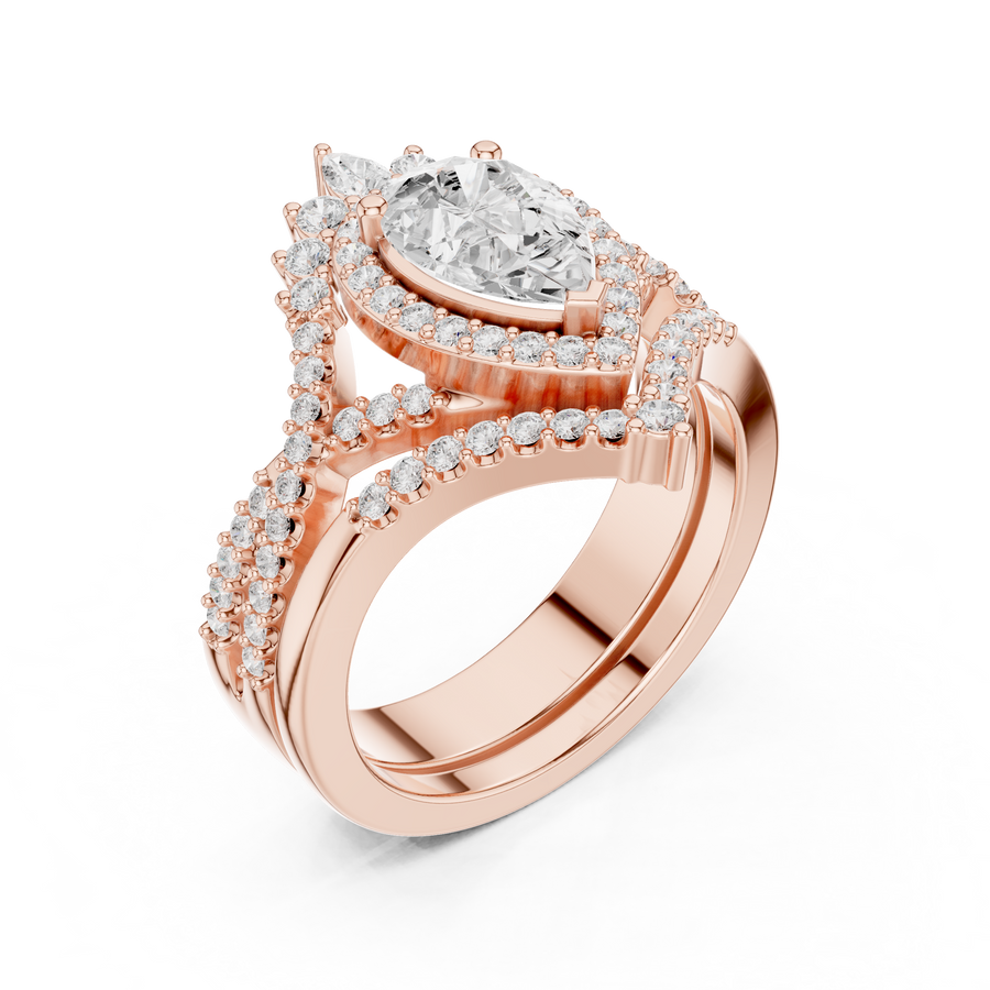 Women's Wedding Gift Pear Cut Lab Grown Diamond Halo Ring – 2.12 CT |  IGI Certified Liana Jewels