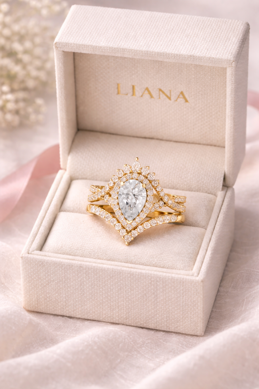 Women's Wedding Gift Pear Cut Lab Grown Diamond Halo Ring – 2.12 CT |  IGI Certified Liana Jewels