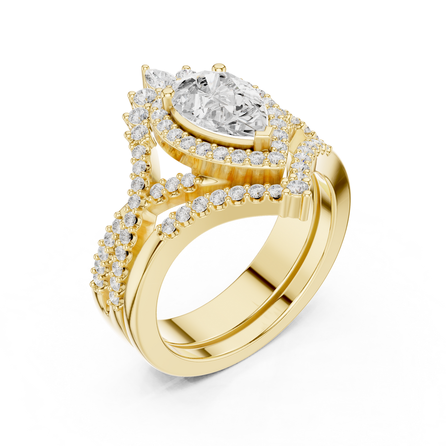 Women's Wedding Gift Pear Cut Lab Grown Diamond Halo Ring – 2.12 CT |  IGI Certified Liana Jewels